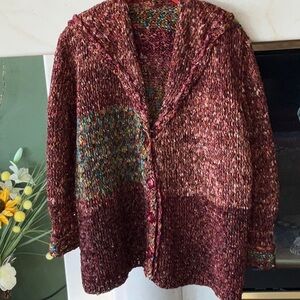Handmade Textured Button Up Cardigan Sweater XL/XXL Contemporary